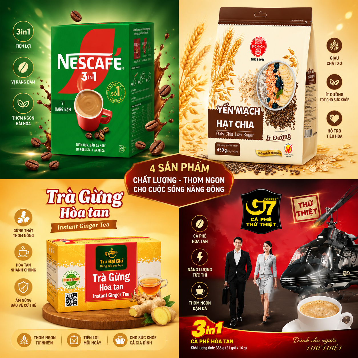 Ngũ Cốc, Cafe,Trà