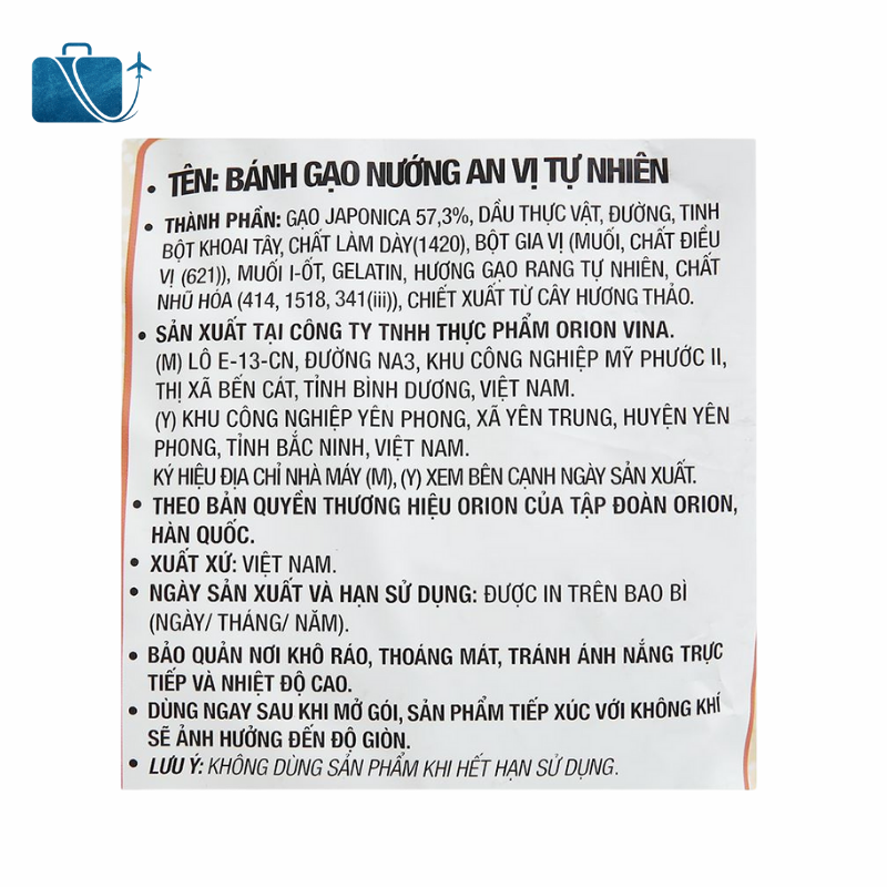 Bánh Gạo Nướng Vị Tự Nhiên Orion An Gói 151.2g 2