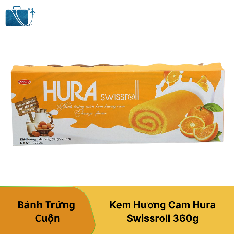 Bánh Trứng Cuộn Kem Hương Cam Hura Swissroll 360g – Ship Quốc Tế Nhật, Mỹ, Hàn, Campuchia