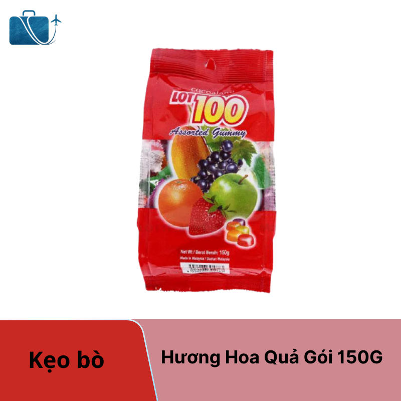 Kẹo Dẻo Lot 100 Hương Hoa Quả Gói 150g – Dẻo Mềm Thơm Ngon, Trọn Vẹn Hương Vị Trái Cây
