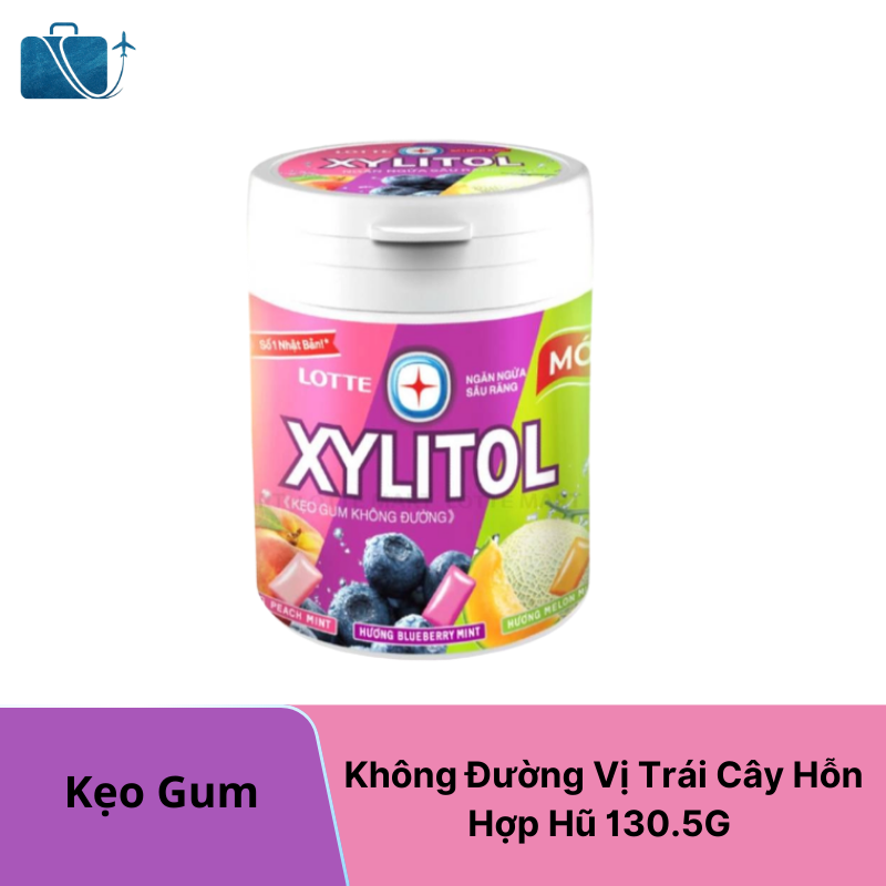 Kẹo Gum Lotte Xylitol Không Đường Vị Trái Cây Hỗn Hợp Hũ 130.5g
