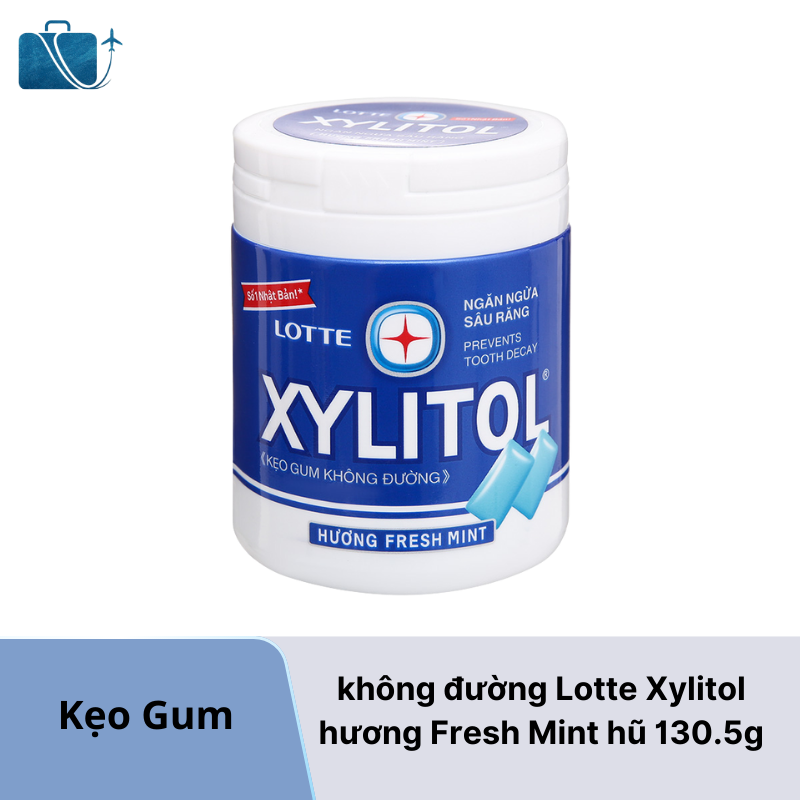 Kẹo Gum Không Đường Lotte Xylitol Fresh Mint Hũ 130.5g
