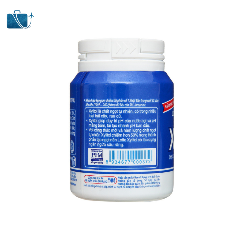 Kẹo gum không đường Lotte Xylitol hương Fresh Mint hũ 55.1g 2