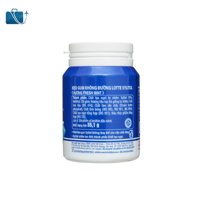 Kẹo gum không đường Lotte Xylitol hương Fresh Mint hũ 55.1g 3
