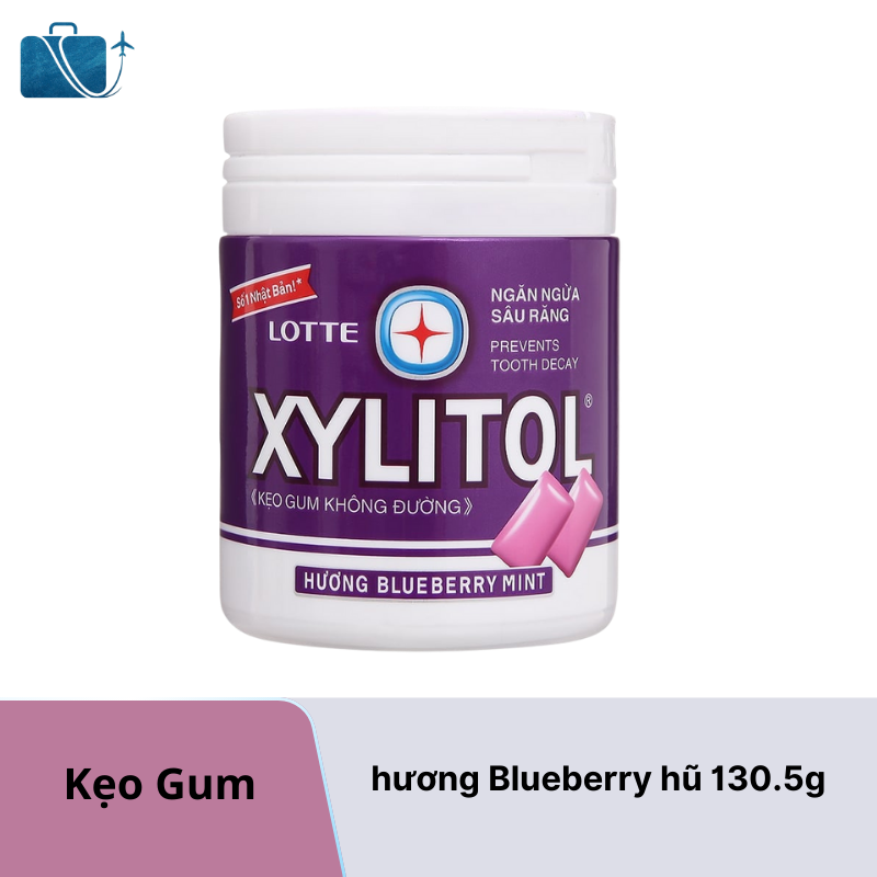 Kẹo Không Đường Lotte Xylitol Hương Blueberry Hũ 130.5g