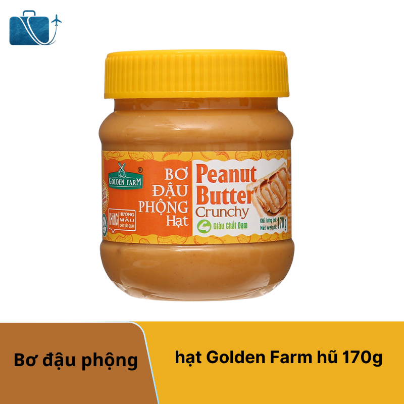 Bơ Đậu Phộng Hạt Golden Farm Hũ 170g – Giòn Bùi Tự Nhiên, Giàu Dinh Dưỡng