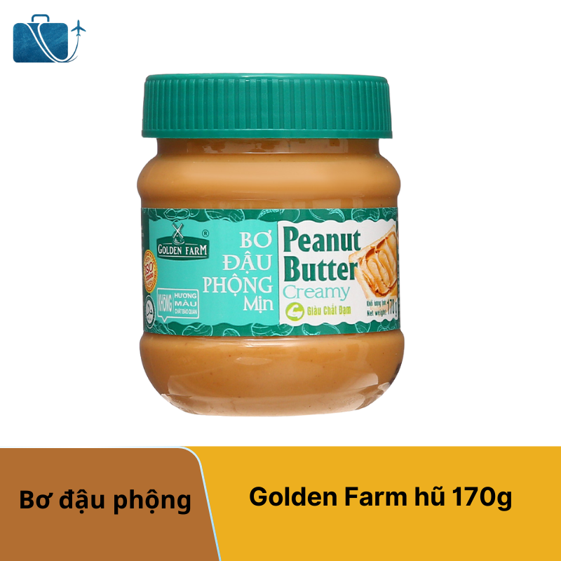 Bơ Đậu Phộng Mịn Golden Farm Hũ 170g – Bơ Lạc Mịn Thơm Ngon, Bổ Dưỡng
