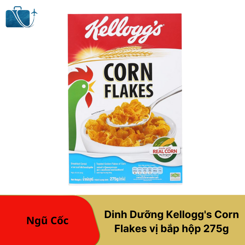 Ngũ cốc dinh dưỡng Kellogg's Corn Flakes vị bắp hộp 275g