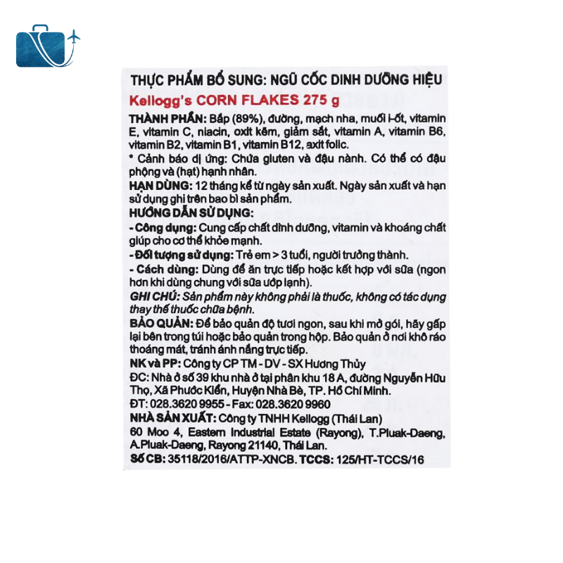 Ngũ cốc dinh dưỡng Kellogg's Corn Flakes vị bắp hộp 275g 2