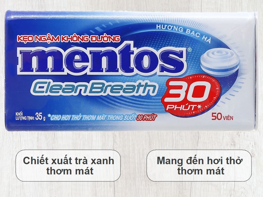 Kẹo ngậm không đường hương bạc hà Mentos hộp 35g