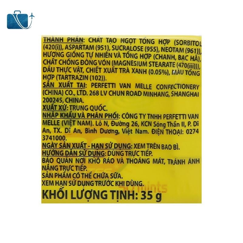 Kẹo ngậm không đường chanh bạc hà Mentos hộp 35g 2