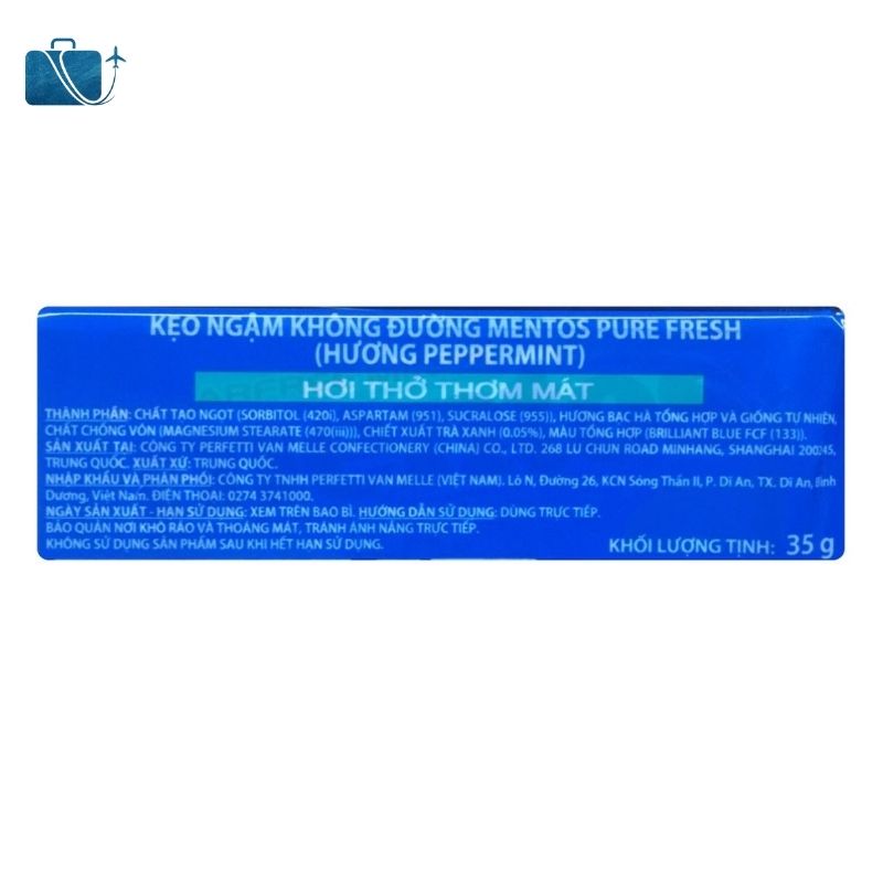 Kẹo ngậm không đường hương peppermint với trà xanh Mentos Pure Fresh hộp 35g 2