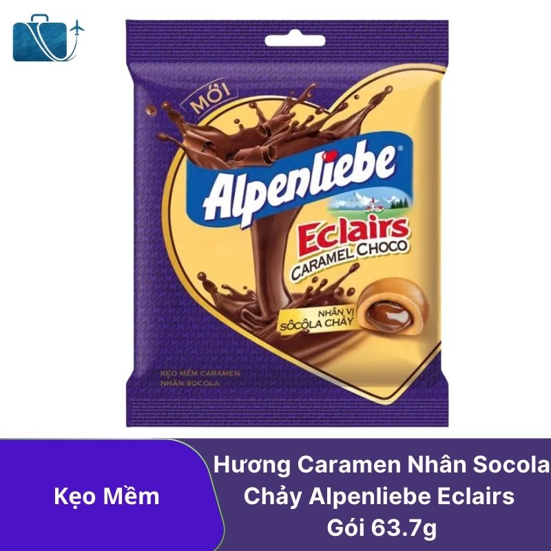 Kẹo Mềm Hương Caramen Nhân Socola Chảy Alpenliebe Eclairs Gói 63.7g