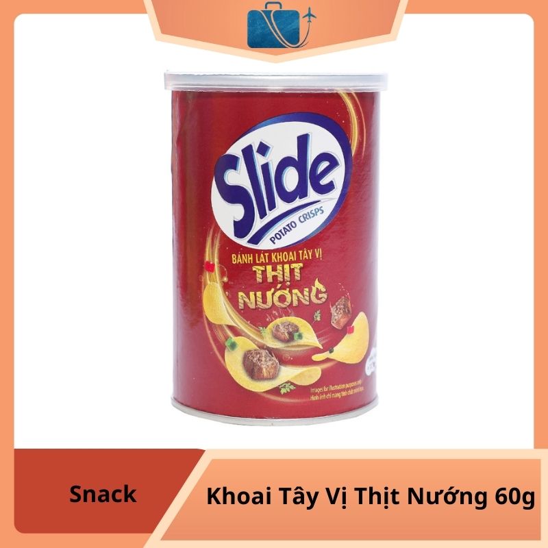 Snack Khoai Tây Vị Thịt Nướng Slide Lon 60g