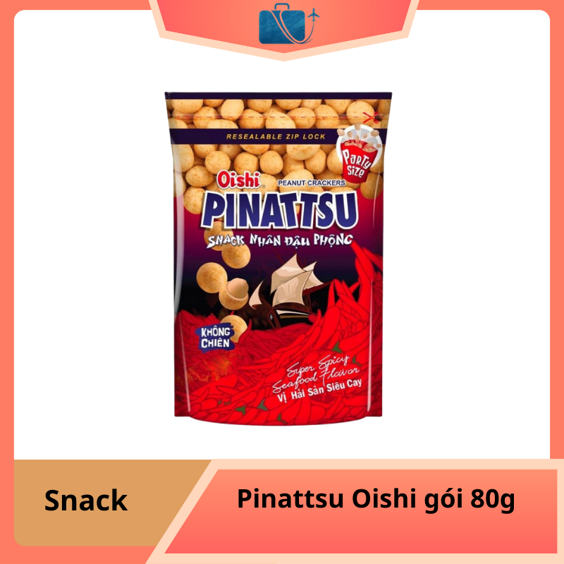 Snack Nhân Đậu Phộng Vị Hải Sản Siêu Cay Pinattsu Oishi 80g – Món Ăn Vặt “Nổ Vị” Cho Tín Đồ Thích Cay