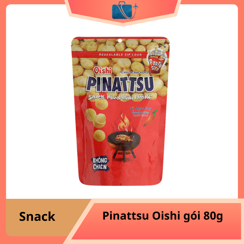 Snack Nhân Đậu Phộng Vị Mực Cay Pinattsu Oishi 80g – Vị Giòn Cay Hấp Dẫn Khó Cưỡng