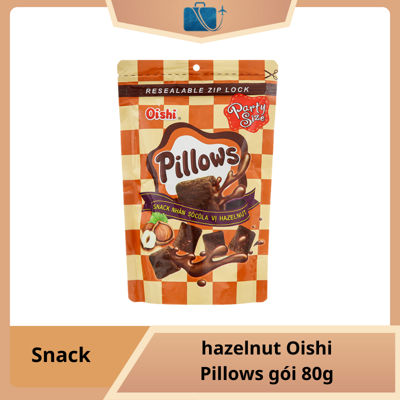 Snack Nhân Socola Vị Hazelnut Oishi Pillows 85g – Béo Mịn Ngọt Ngào, Ăn Một Miếng Là Mê
