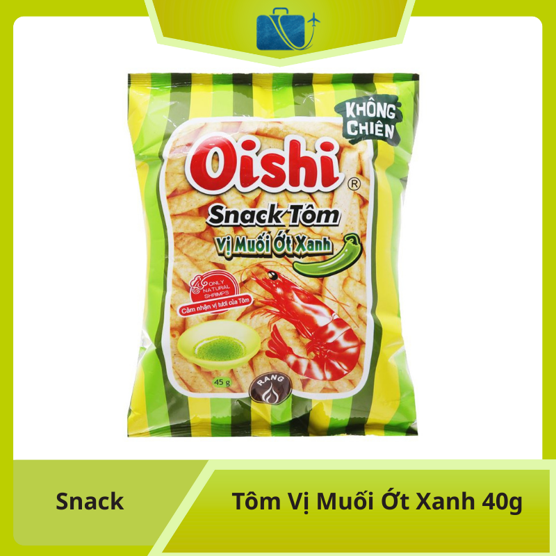 Snack Tôm Vị Muối Ớt Xanh Oishi Gói 40g