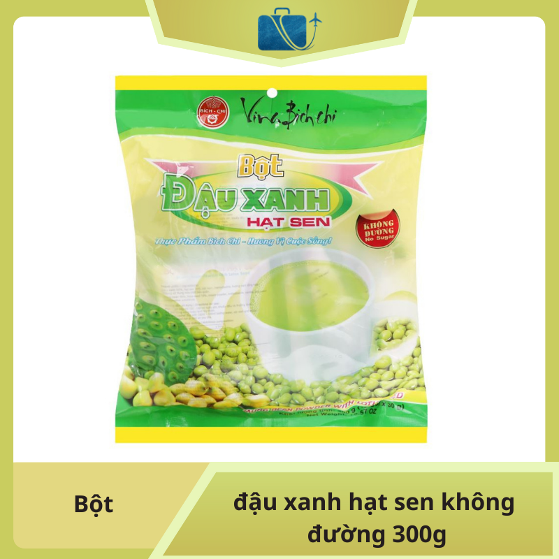 Bột đậu xanh hạt sen không đường Bích Chi bịch 300g