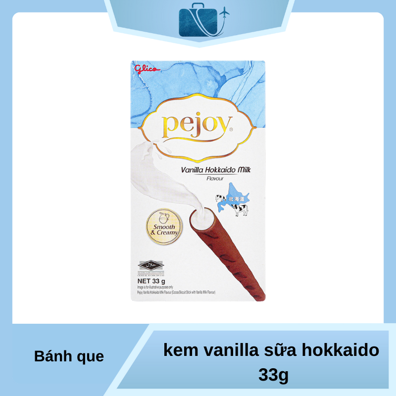 Bánh que Glico Pejoy kem Vanilla Sữa Hokkaido hộp 33g
