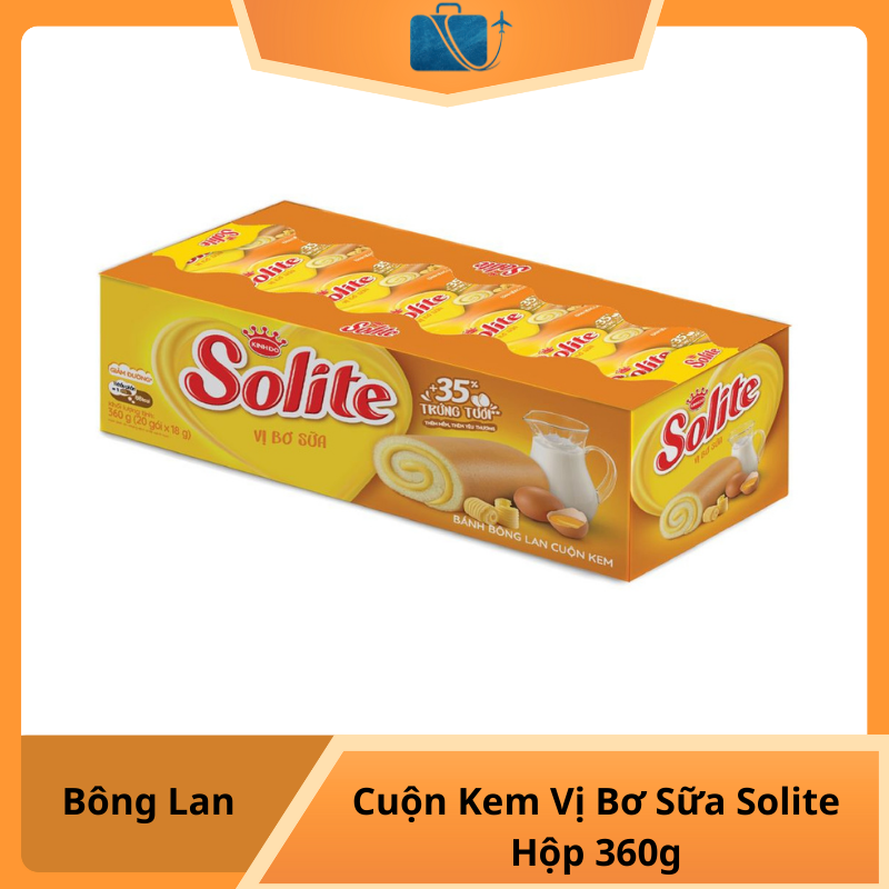 Bánh Bông Lan Cuộn Kem Vị Bơ Sữa Solite Hộp 360g