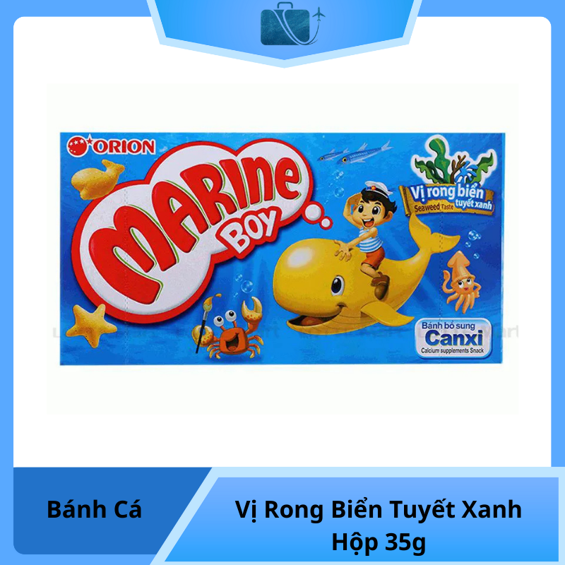 Bánh Cá Vị Rong Biển Tuyết Xanh Orion Marine Boy Hộp 35g