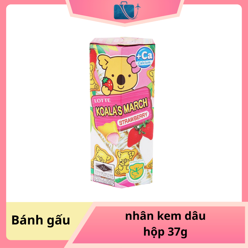 Bánh Gấu Nhân Kem Dâu Lotte Koala's March – Ngọt ngào và Đáng yêu từ Nhật Bản