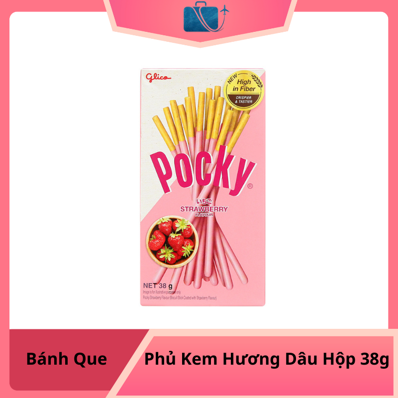 Bánh Que Glico Pocky Phủ Kem Hương Dâu Hộp 38g