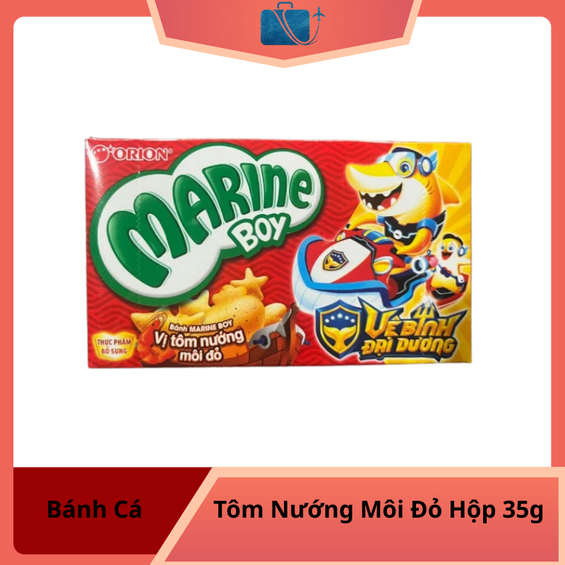 Bánh Cá Marine Boy Orion Vị Tôm Nướng Môi Đỏ Hộp 35g