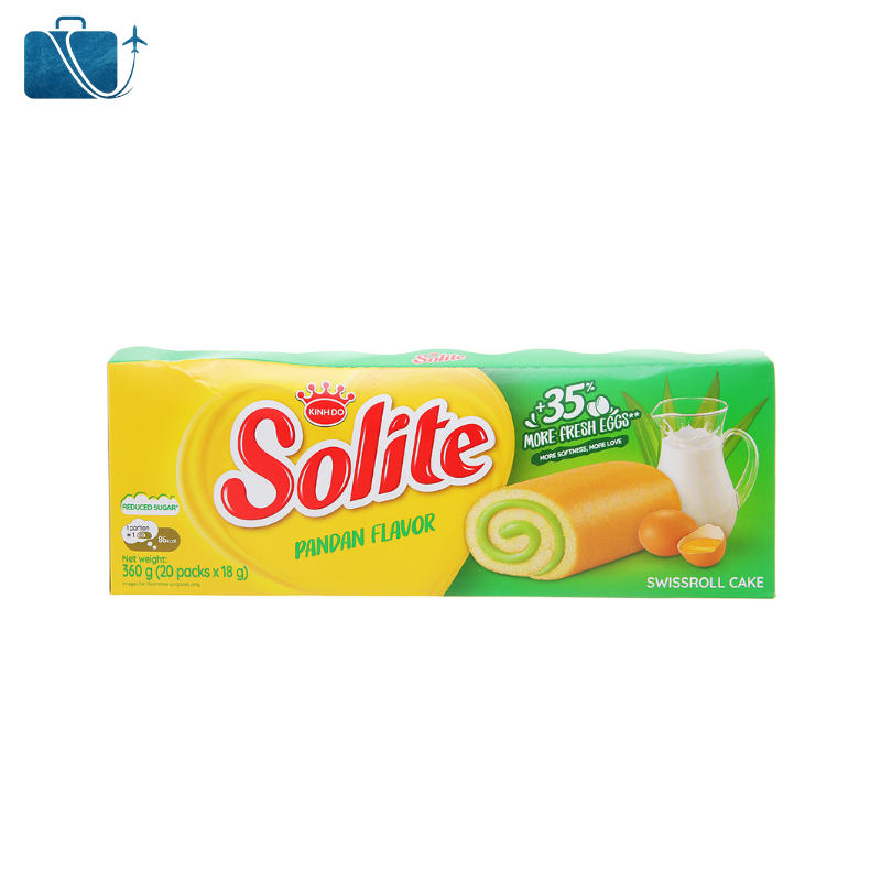 Bánh Bông Lan Cuộn Kem Vị Lá Dứa Solite – Hộp 360g (20 cái) | Mềm Mịn – Thơm Lá Dứa – Ngọt Nhẹ Vừa Ăn 2