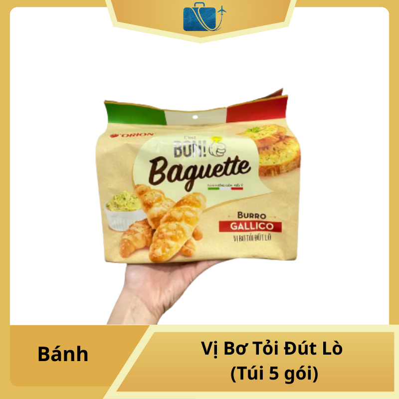 Bánh Nướng Giòn C’est Bon Baguette Vị Bơ Tỏi – Túi 5 Gói | Giòn Tan Chuẩn Lò Nướng, Thơm Nức Mùi Tỏi Bơ