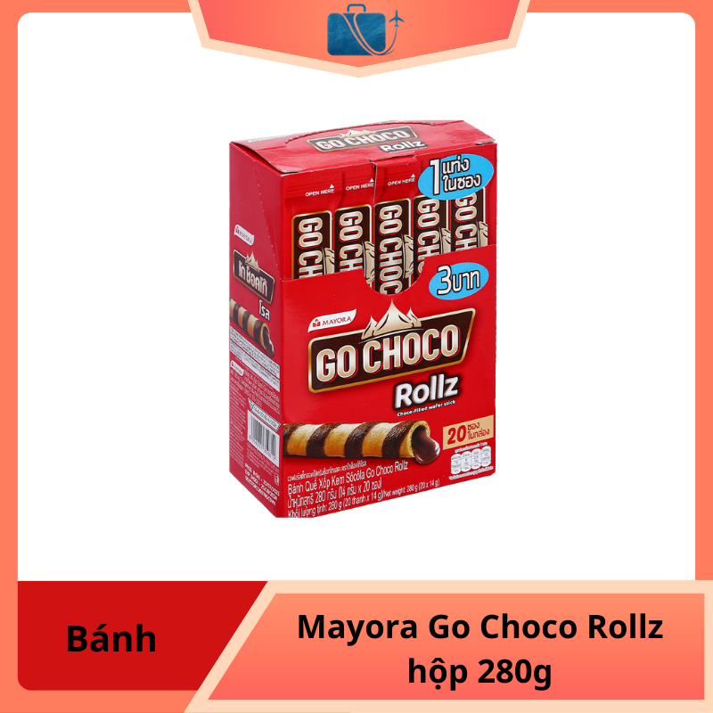 Bánh Quế Vị Kem Socola Mayora Go Choco Rollz – Hộp 280g | Ngọt Vị Socola, Giòn Tan Từng Cuộn