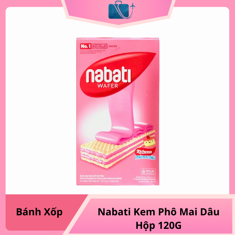 Bánh Xốp Nabati Kem Phô Mai Dâu Hộp 120g