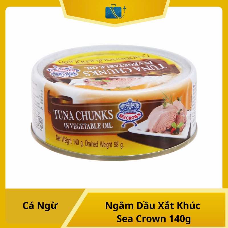 Cá Ngừ Ngâm Dầu Xắt Khúc Sea Crown Hộp 140g