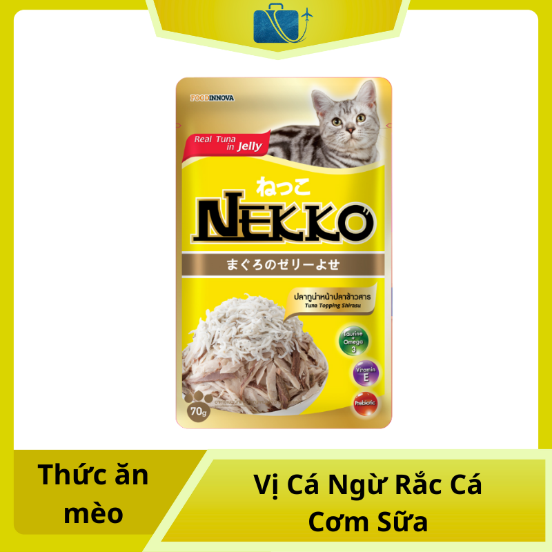 Thức Ăn Cho Mèo NEKKO Vị Cá Ngừ Rắc Cá Cơm Sữa Shirasu Dạng Thạch – Dinh Dưỡng, Ngon Miệng
