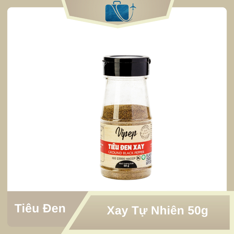 Tiêu Đen Xay Tự Nhiên Vipep Hũ Nhựa 50g