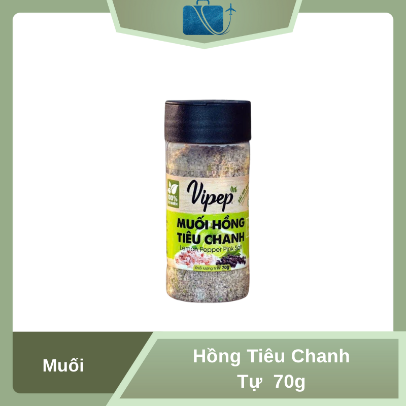Muối Hồng Tiêu Chanh Tự Nhiên Vipep Hũ Nhựa Tròn 70g