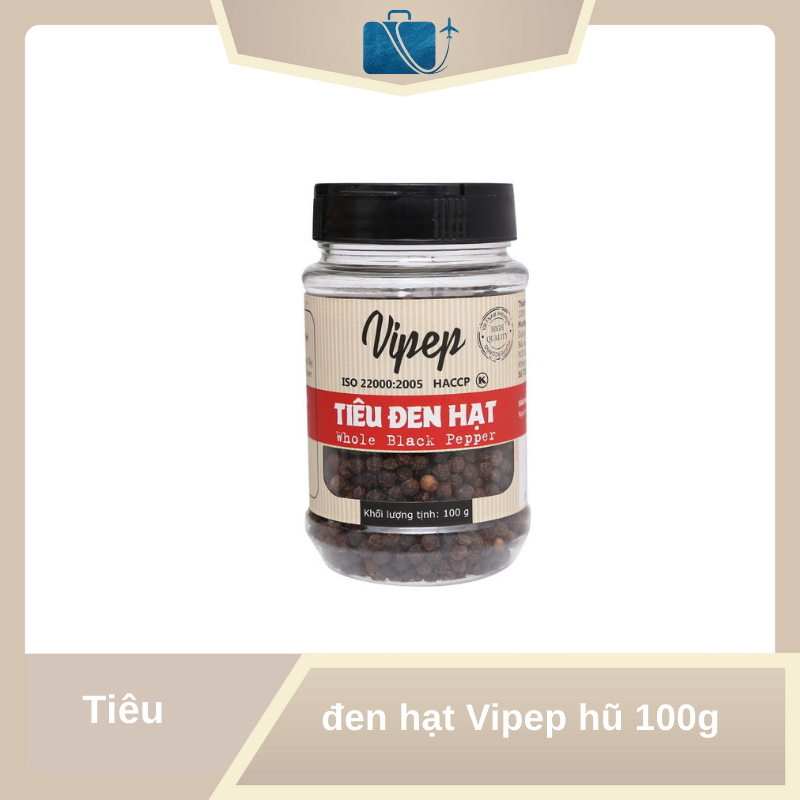 Tiêu Đen Hạt Vipep Hũ 100g  Gia Vị Nguyên