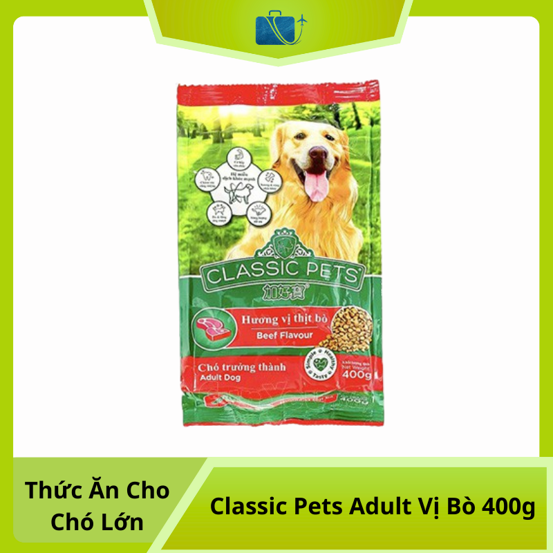 Thức Ăn Hạt Cho Chó Lớn Classic Pets Adult Vị Bò 400g