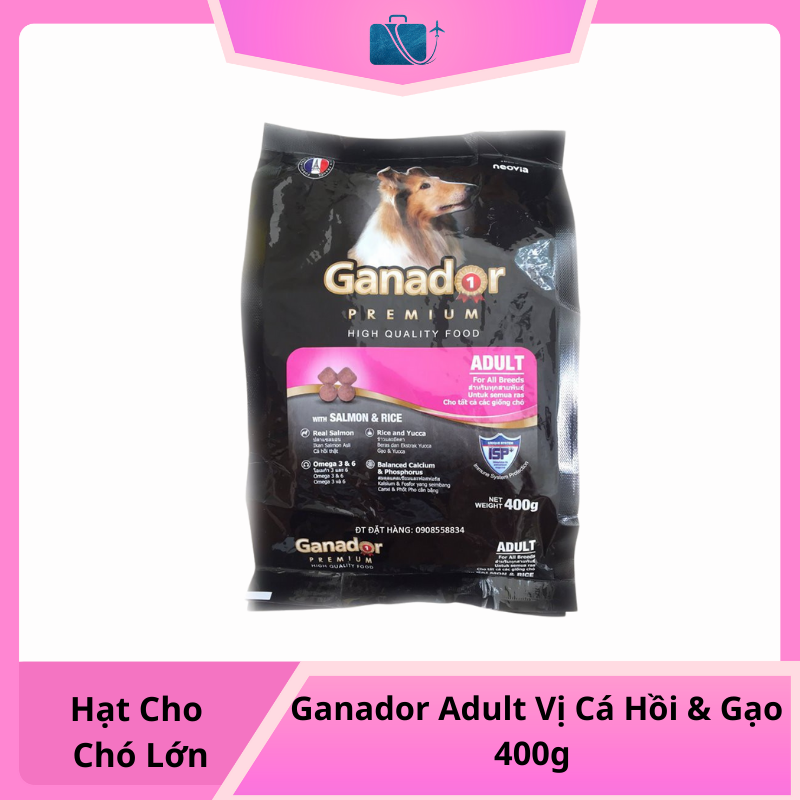 Hạt Ganador Adult Cho Chó Trưởng Thành Vị Cá Hồi & Gạo 400g