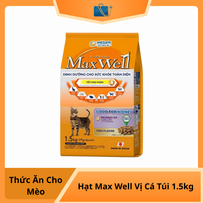 Hạt Thức Ăn Cho Mèo Max Well Vị Cá Túi 1.5kg