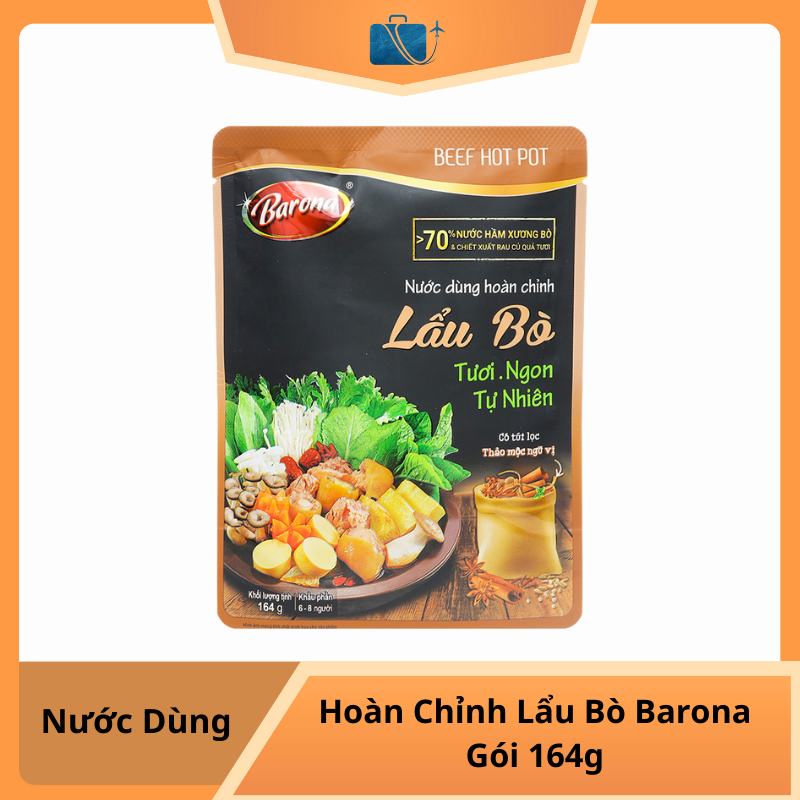 Nước Dùng Hoàn Chỉnh Lẩu Bò Barona Gói 164g