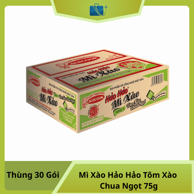 Thùng 30 Gói Mì Xào Hảo Hảo Tôm Xào Chua Ngọt 75g