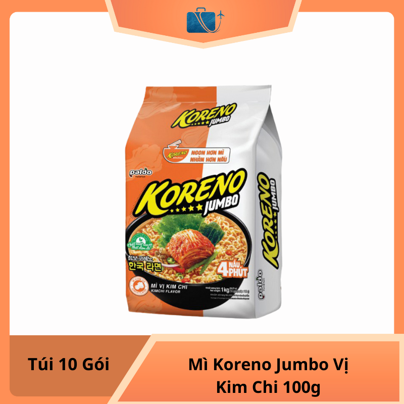 Túi 10 Gói Mì Koreno Jumbo Vị Kim Chi 100g