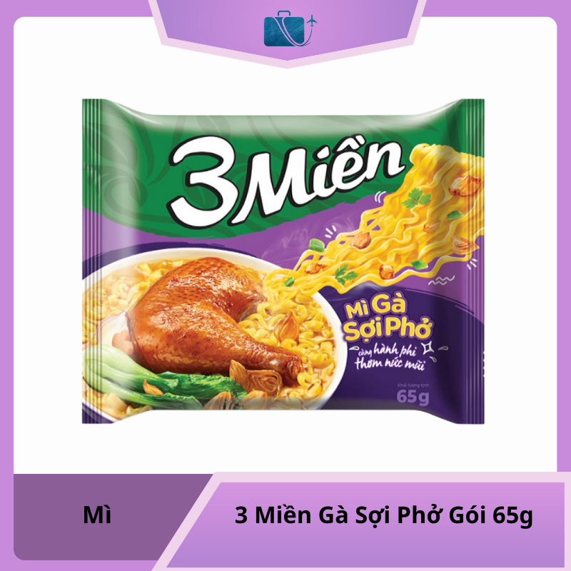 Mì 3 Miền Gà Sợi Phở Gói 65g
