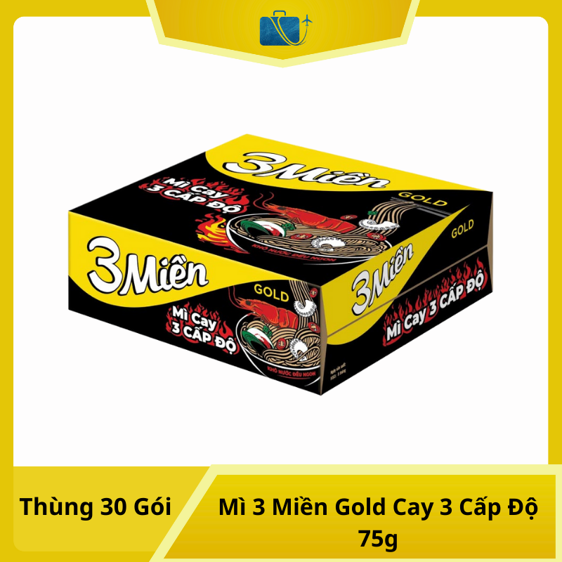 Thùng 30 Gói Mì 3 Miền Gold Cay 3 Cấp Độ 75g