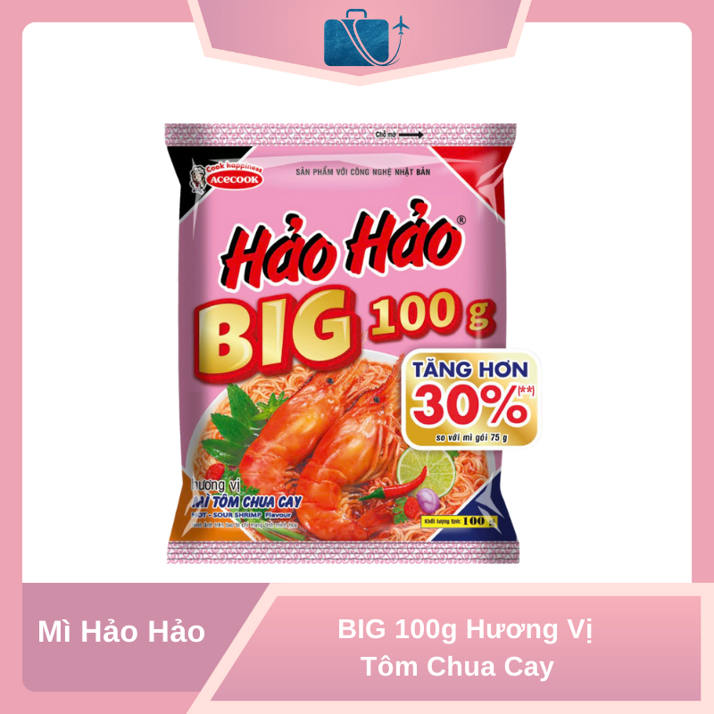Mì Hảo Hảo BIG 100g  Hương Vị Tôm Chua Cay Đặc Trưng