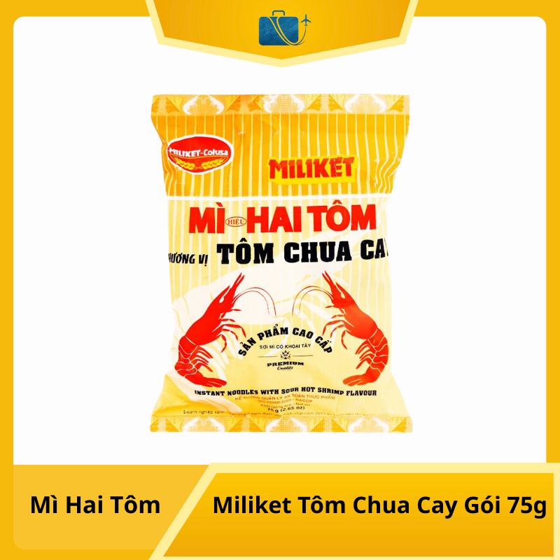 Mì Hai Tôm Miliket Tôm Chua Cay Gói 75g