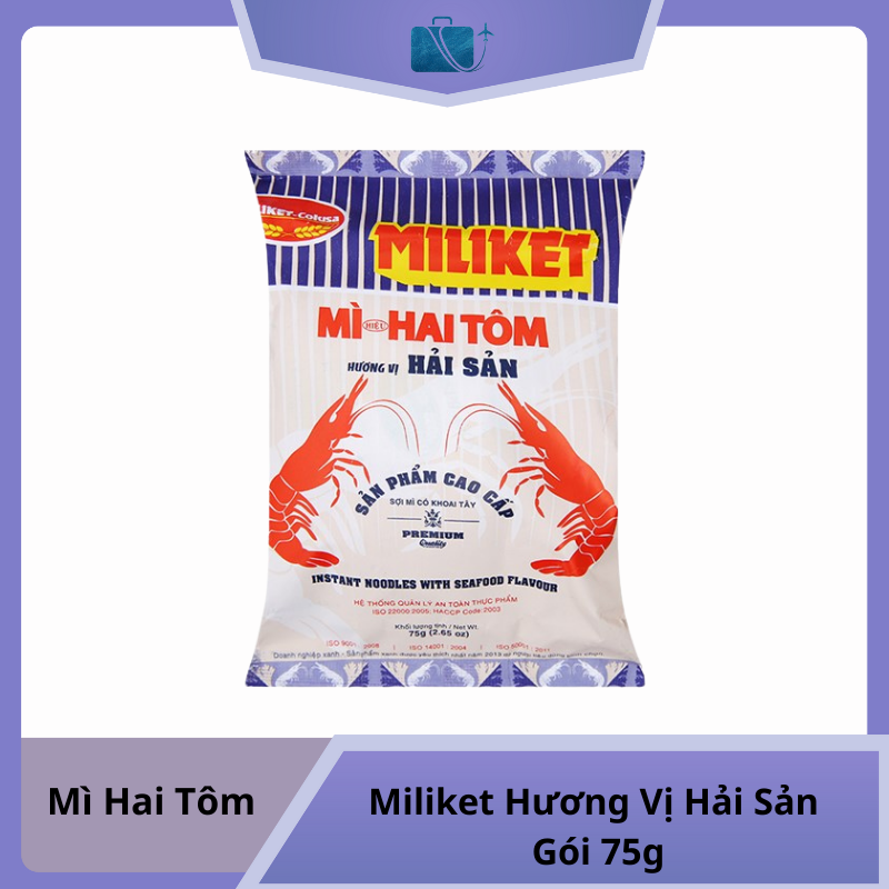 Mì Hai Tôm Miliket Hương Vị Hải Sản Gói 75g