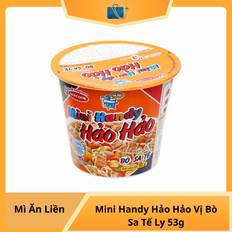 Mì Ăn Liền Mini Handy Hảo Hảo Vị Bò Sa Tế Ly 53g